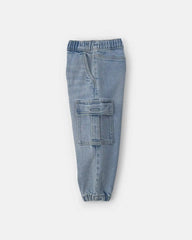 Toddler Boy Denim Cargo Joggers - Light Wash