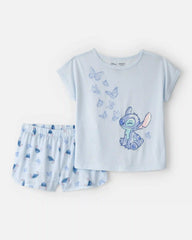 Girls 2-Piece Disney© Lilo & Stitch Short-Sleeve Pajama Set - Blue