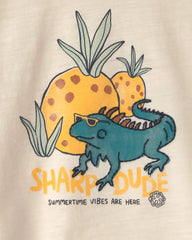 Baby Boy 'Sharp Dude' Iguana Graphic Tee - Cream