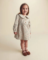 Toddler Girl Floral Collared Corduroy Long-Sleeve Dress - Cream