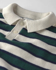 Toddler Boy Organic Cotton Sweater Knit Polo in Stripes