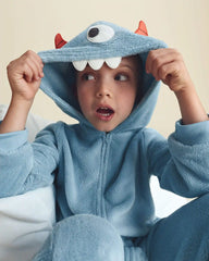 Boys 1-Piece Monster Halloween Fleece Pajama Costume - Blue