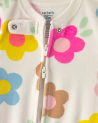Baby Girl 1-Piece Floral 2-Way Zip DreamPlush Snug Fit Footed Pajama