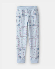 Girls Floral Drawstring Knit Joggers - Blue