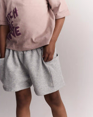Toddler Girl Fleece Swing Shorts with Pockets - Heathered Grey