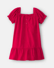 Toddler Girl Corduroy Short-Sleeve Dress - Red