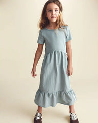 Girls Bow Midi Dress - Blue