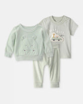 Baby 3-Piece Hippo Terry Layering Set - Green