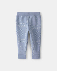 Baby Girl Floral Drawstring Knit Joggers - Blue