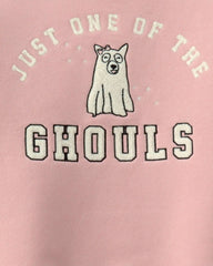 Girls Ghoul Halloween Fleece Pullover Sweatshirt - Pink