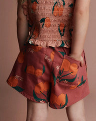 Toddler Girl A-Line Shorts in Clementine Grove Print - Rose