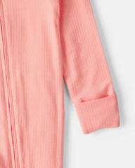Baby Girl PurelySoft™ 2-Way Zip Sleep & Play Pajamas - Coral