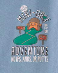 Boys Mini Golf 100% Cotton Short-Sleeve Snug Fit 4-Piece Pajama Set - Green/Blue