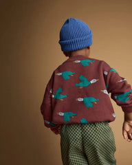 Toddler Relaxed Graphic Pullover Sweatshirt in Duck Print - Burgundy