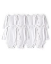 Baby 8-Pack Long Sleeve Cotton Bodysuits - White