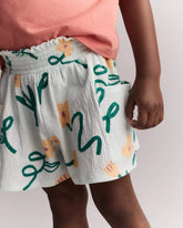Toddler Girl Swing Shorts with Pockets in Floral Print - Light Green