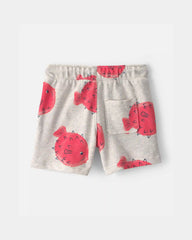 Toddler Boy Pufferfish French Terry Shorts - Grey/Red