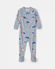 Toddler Boy 1-Piece Cars DreamPlush Snug Fit Footed Pajama - Blue