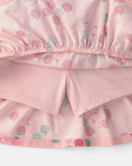 Girls 2-Piece Apple French Terry Long-Sleeve Top & Skort Set - Pink