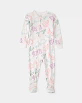 Baby Girl Floral 100% Cotton Snug Fit 1-Piece Pajama - White