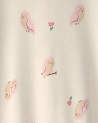 Baby Girl Owl 100% Cotton 2-Way Zip Sleep & Play Pajamas - Cream