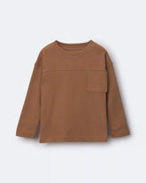 Toddler Ribbed Long-Sleeve Pocket Tee - Brown