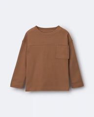 Toddler Ribbed Long-Sleeve Pocket Tee - Brown