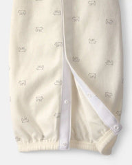 Baby Bear Long-Sleeve Sleeper Gown - Cream