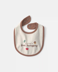 Baby 'Baby's First Thanksgiving' 100% Cotton Bib - Cream