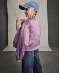 Girls 'Sundance Ranch' Horse Poplin Bomber Jacket - Purple