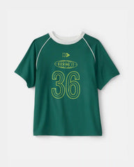 Boys 2-Piece 'Kicking It' Active Graphic Tee & Shorts Set - Green