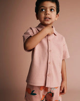 Toddler Boy Button-Down Short-Sleeve Shirt - Light Pink