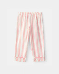 Toddler Girl Striped Loose Fit 2-Piece Pajama Set - Pink/Ivory
