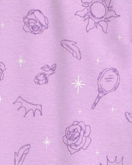 Girls Disney Princess Snug Fit Cotton 2-Piece Pajamas - Purple