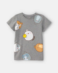 Girls Molang Graphic Tee - Grey