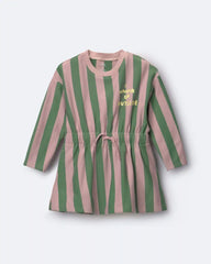Toddler Girl Tie-Front Dress in Stripes - Mauve