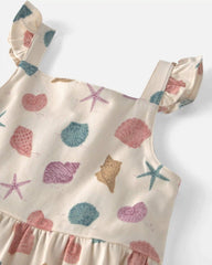 Toddler Girl Organic Cotton Tiered Dress in Seashells