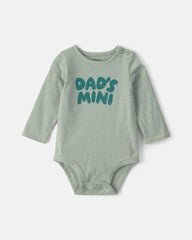 Baby Boy 'Dad's Mini' Long-Sleeve Graphic Bodysuit - Green