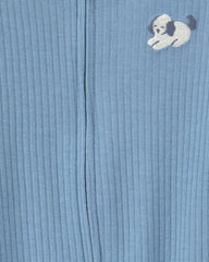 Baby Puppy Cotton 2-Way Zip Sleep & Play Pajamas - Blue