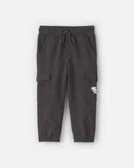 Toddler Boy Glow-in-the-dark French Terry Cargo Joggers - Black