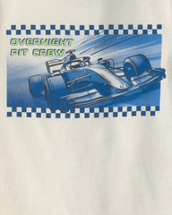 Boys Race Car 100% Cotton 4-Piece Pajama Set - Blue/White