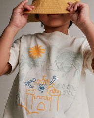 Toddler Relaxed Graphic Tee in Beach Print - Cream