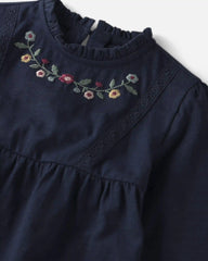 Baby Girl Organic Cotton Embroidered Peplum Top
