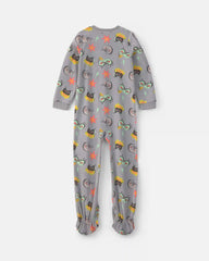 Boys 1-Piece Gamer Fleece Loose Fit Footed Pajama - Grey