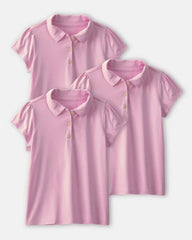 Girls 3-Pack Uniform Polo Shirts - Pink