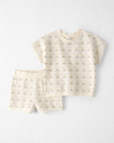 Toddler Girl Organic Cotton Sweater Knit Set in Honey Floral Print