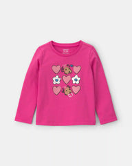 Toddler Girl Heart Long-Sleeve Graphic Tee - Pink