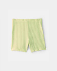 Baby Girl Ribbed Bike Shorts - Green
