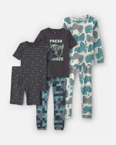Boys Gaming 100% Cotton 6-Piece Pajama Sets - Teal/Black