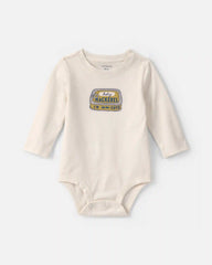 Baby Boy 'Holy Mackerel I'm Cute' Long-Sleeve Graphic Bodysuit - Cream